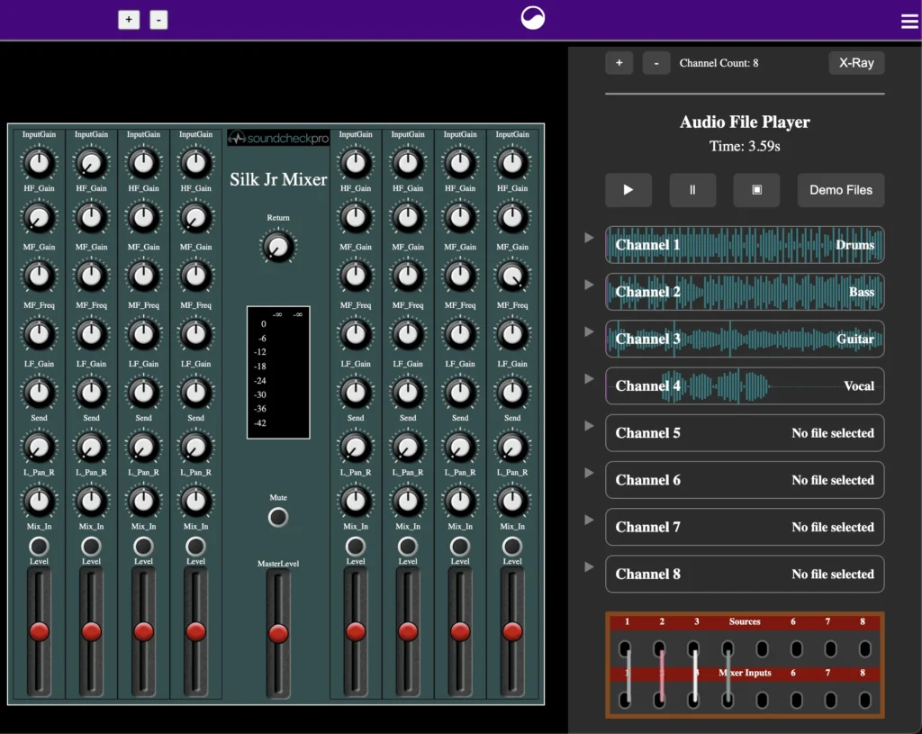 Silk Mixer file player and mini patchbay